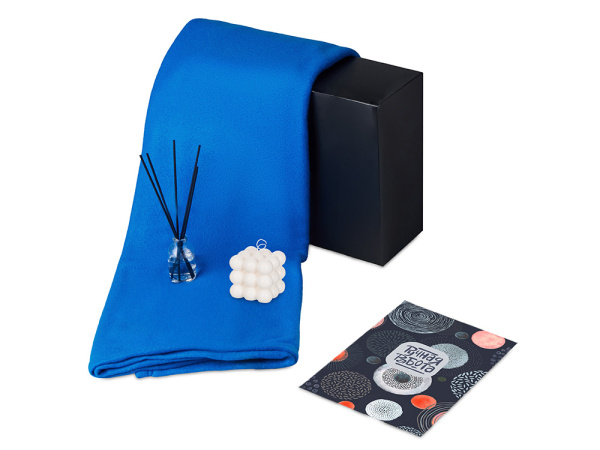 Подарочный набор «Re:y. Cocoon с пледом, свечой и диффузором, Цвет синий