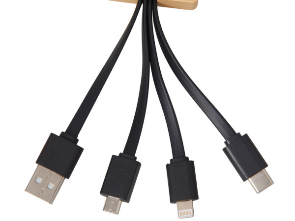 Кабель 3-в-1 с подсветкой лого «Reedia S6», Цвет черный/натуральный