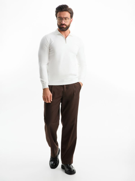 Рубашка поло мужская с длинным рукавом Terrazzo, белая, S–3XL