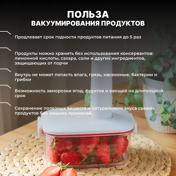 Вакуумный пластиковый контейнер для еды с электрическим насосом  KAV04 / Вакуумный набор