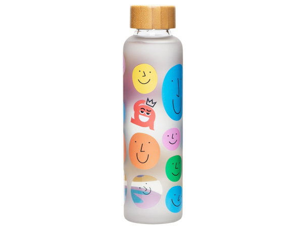 Стеклянная бутылка с бамбуковой крышкой «Foggy», 600 мл с УФ-печатью, Цвет серый