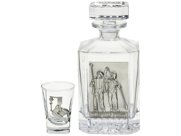 Набор со штофом «Металлурги», Цвет прозрачный/серебристый