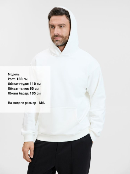 Худи унисекс оверсайз Songo, молочно-белое, XS–4XL