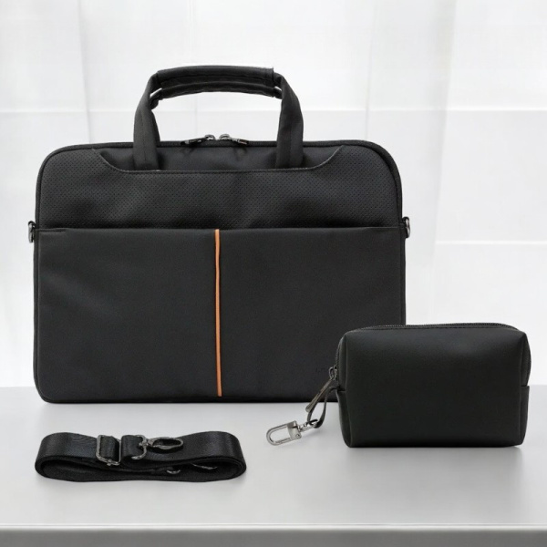 Сумка для ноутбука SDN04 15.6'' Черная с дополнительной сумкой / Практичная и качественная