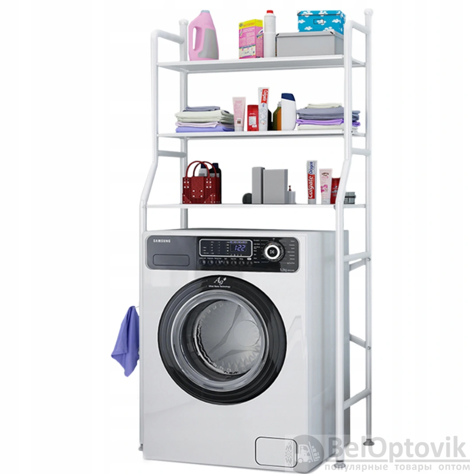 Стеллаж - полка напольная Washing machine storage rack для ванной комнаты 2  Полки Над стиральной ма (арт: pr-10498) от 1 ₽ рублей оптом в Москве