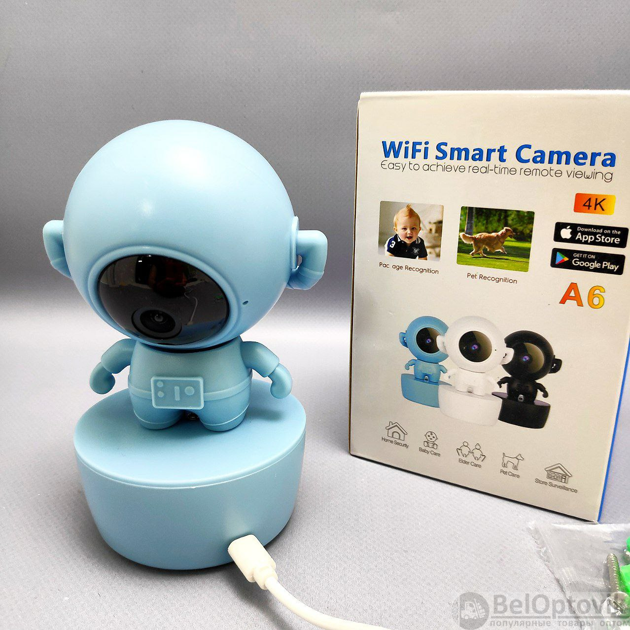 Умная Wi Fi smart camera 4K FULL HD Астронавт А6 (день/ночь, датчик  движения, режим видеоняни) (арт: vi-12938) от 943 ₽ рублей оптом в Москве