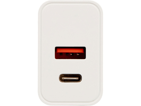 Сетевое зарядное устройство c выходами USB-A и USB-C и быстрой зарядкой QC/PD «Recharger Pro», 30 Вт, Цвет белый