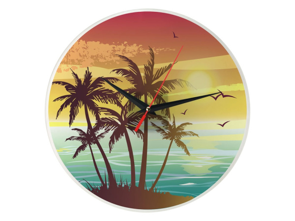 Часы настенные стеклянные «Thames», Цвет прозрачный матовый/черный/красный