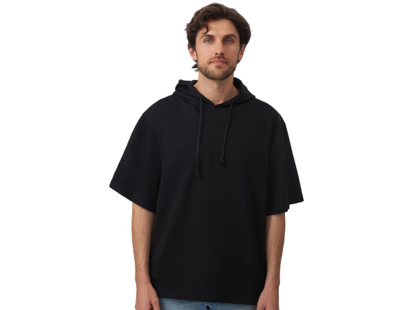 Худи оверсайз с коротким рукавом «Warsaw» унисекс, Размер XL-2XL, Цвет черный