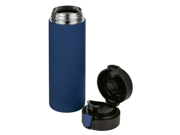 Вакуумная термокружка c кнопкой «Guard», soft-touch, 400 мл, тубус, Цвет темно-синий