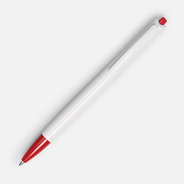 Ручка шариковая Tick, белая с красным, 14х1 см