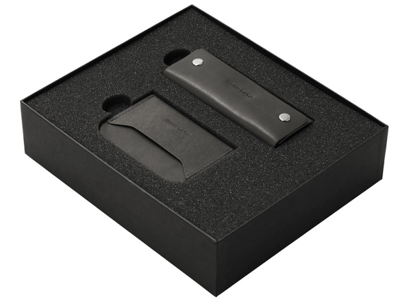 Подарочный набор Long River: картхолдер, ключница, Размер С лого, Цвет черный