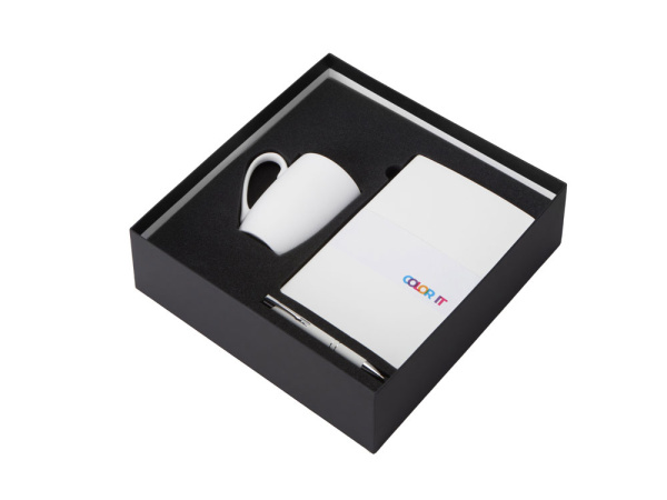 Подарочный набор «COLOR IT» с блокнотом, металлической ручкой и кружкой, Размер твердая обложка, Цвет белый