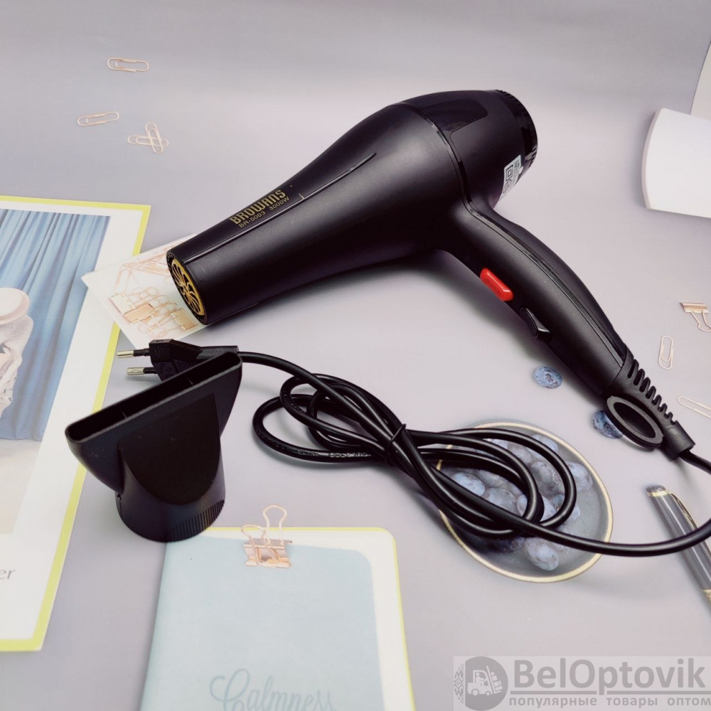 Профессиональный фен для сушки и укладки волос Browans Salon Hair Care  BR-5003 3000W (3 темп. режима (арт: fe-12189) от 1 ₽ рублей оптом в Москве