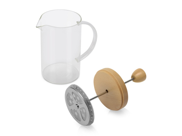 Френч-пресс с деревянной крышкой «Siesta», Цвет прозрачный/натуральный