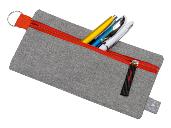 Пенал «Holder» из переработанного полиэстера RPET, Цвет серый/красный