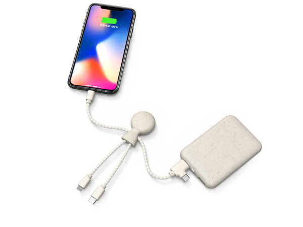 Внешний аккумулятор «BioPack» c кабелем «Mr. Bio», 5000 mAh, Цвет белый