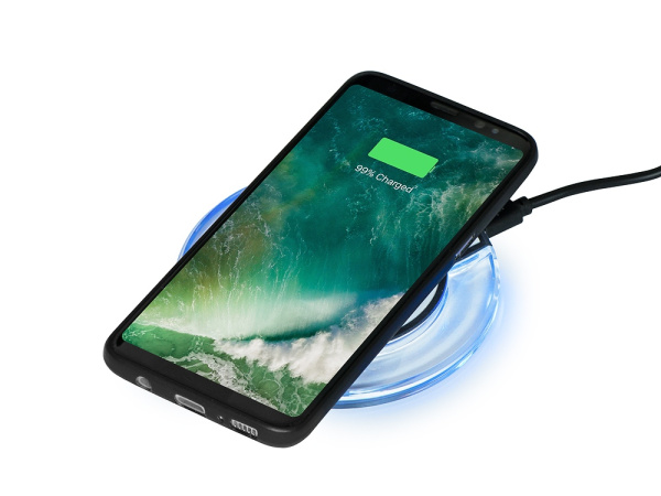 Беспроводное зарядное устройство  «Pod» со светодиодной подсветкой, Цвет белый