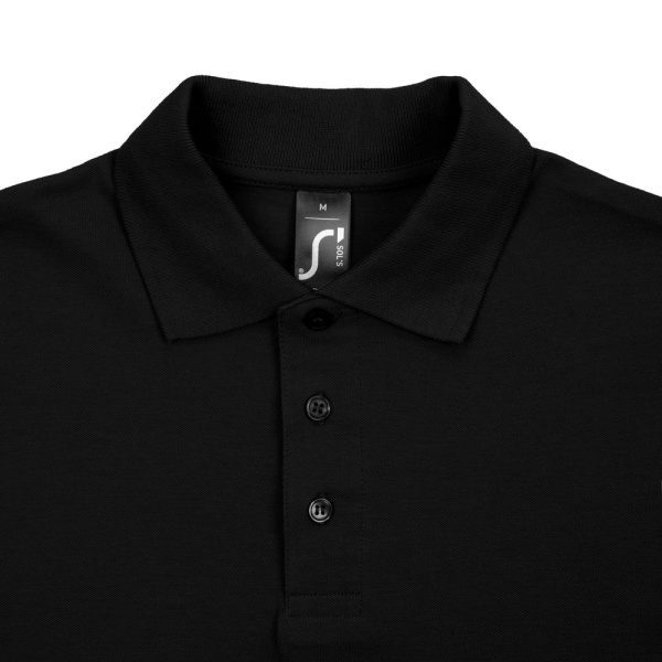Рубашка поло мужская Spring 210, черная, S–5XL