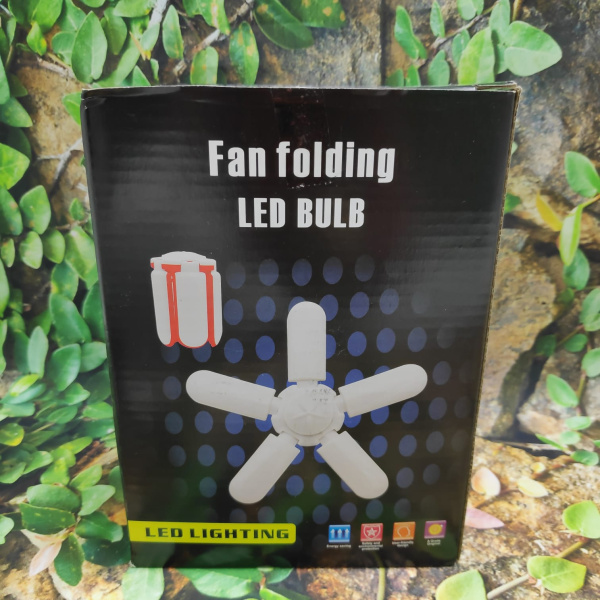 Складная светодиодная лампа в форме цветка Fan folding Led Bulb 75W E27 с пятью лопастями - лепестка