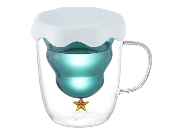 Кружка с двойными стенками с елочкой внутри «Winter Wonderland», Цвет прозрачный, зеленый