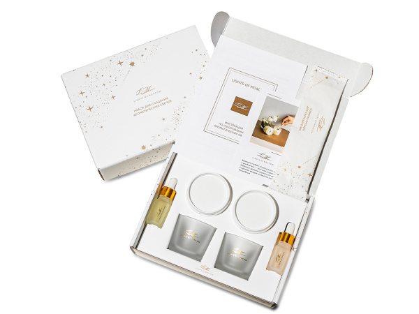 Набор для создания 2-х ароматических свечей: имбирный пряник, рождественская елка, Размер С лого, Цвет белый