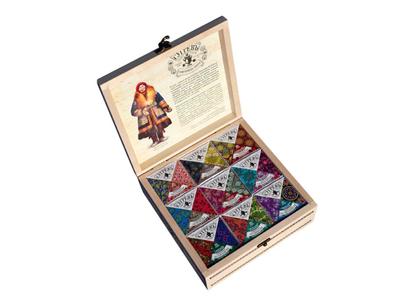 Подарочный набор c чаем «Сокровища Севера» в деревянной шкатулке без лого, Размер Без лого, Цвет натуральный