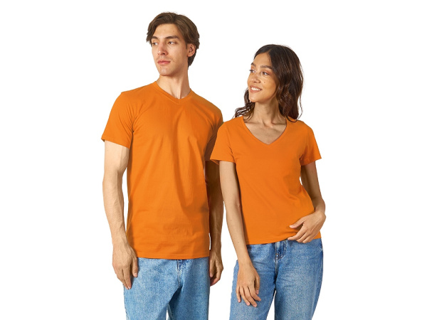 Футболка "Heavy Super Club" женская с V-образным вырезом, Размер S, Цвет оранжевый