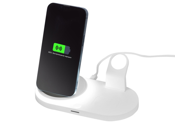 Складная зарядная станция с беспроводной зарядкой «Flashport», 15 Вт, Цвет белый