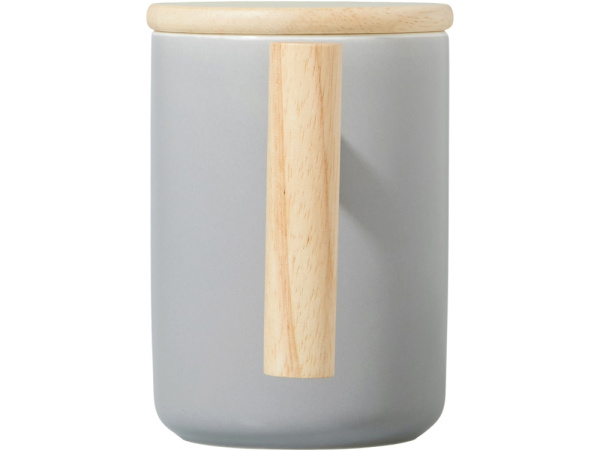 Кружка с ручкой и крышкой из каучукового дерева «Jeny», Цвет серый, натуральный