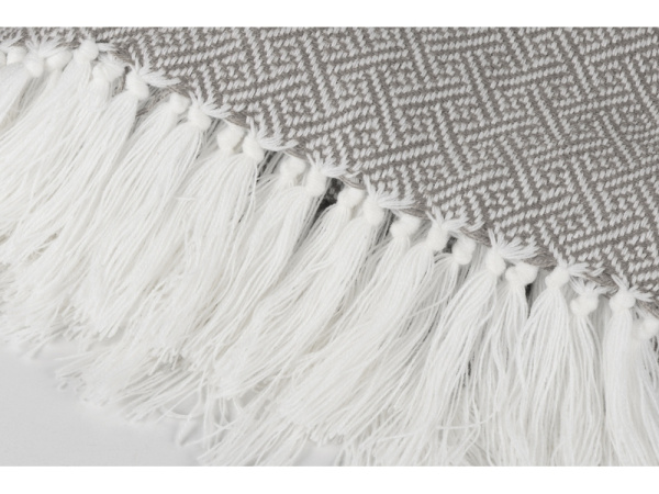 Плед акриловый с белой бахромой «Tassel», Цвет бежевый