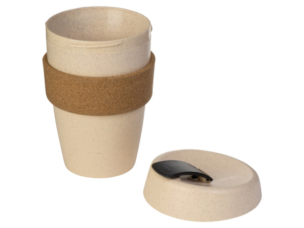 Стакан из пшеничного волокна с двойными стенками «Pino», Цвет натуральный, черный, коричневый