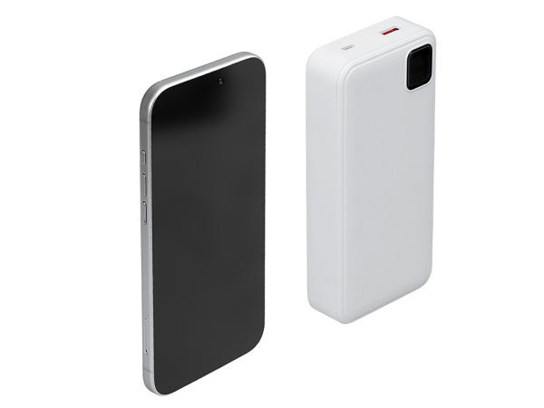 Внешний аккумулятор со встроенными кабелями «Фрэйм Про», быстрая зарядка, 20000мач, Цвет белый