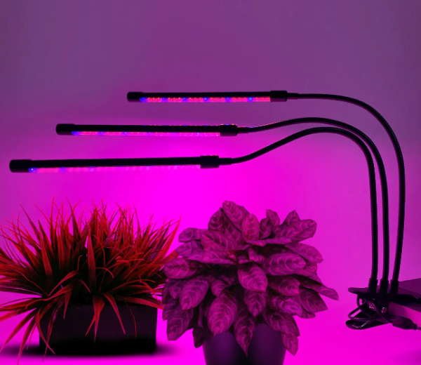 Фитолампа светодиодная полного спектра для растений и рассады, с таймером, трехлапая, 40Вт на прищеп