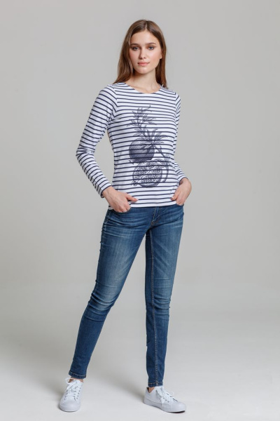 Футболка женская Grand Granat, белая с синим, XS–XXL