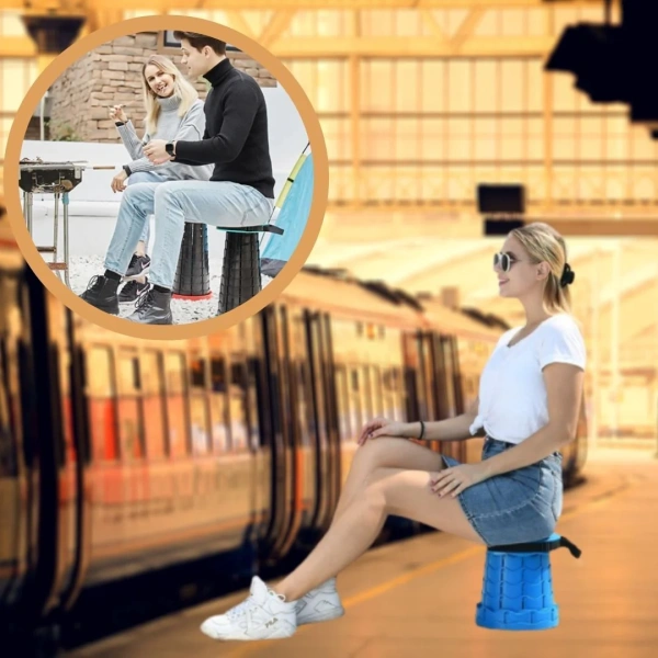 Туристический складной стул для туризма, синий / Легкий и компактный