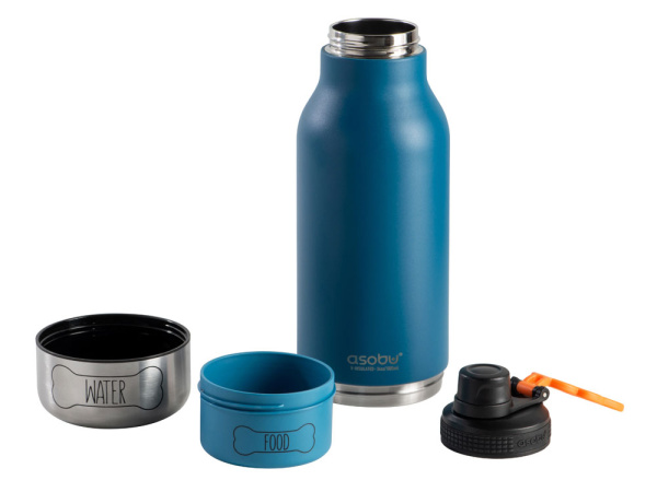 Вакуумный термос «Buddy» 3-в-1 со съемными мисками для питомцев, 1000 мл, Цвет синий