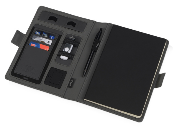 Органайзер с беспроводной зарядкой «Powernote», 5000 mAh, Цвет темно-серый