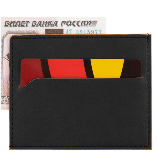 Картхолдер Multimo, черный с оранжевым, 10х8 см