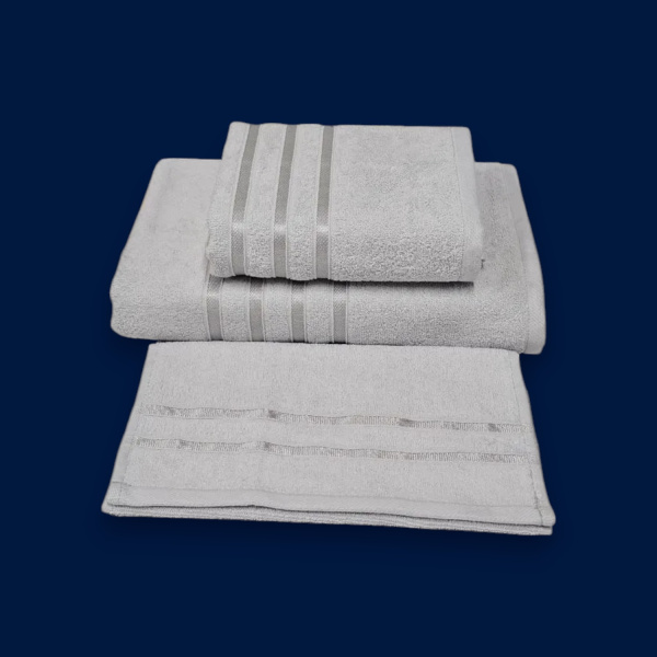 Набор банных полотенец, Crystal Textile, 3 размера (70x130, 50x85, 30x50 см), 100% хлопок, высокое качество, плотность 400 г/м², светло-серый / Роскошная мягкость для ежедневного уюта