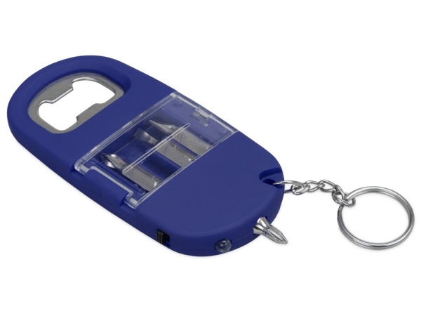 Брелок-открывалка с отвертками и фонариком «Uni» софт-тач, Цвет синий