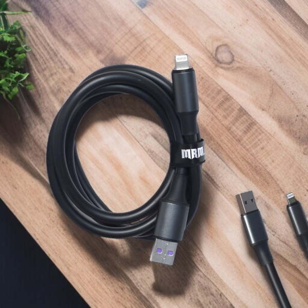 Кабель USB MRM RC10 USB-Lightning, силиконовый, длина 1000мм, черный / Быстрая зарядка и высокая надежность