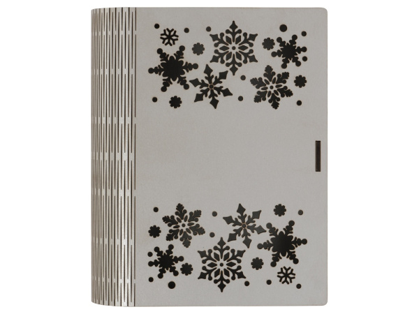 Деревянная коробка с резной крышкой «Книга», М, Размер M, Цвет серебристый