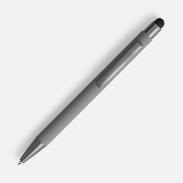 Ручка шариковая Atento Soft Touch со стилусом, серая, 14,2х1 см