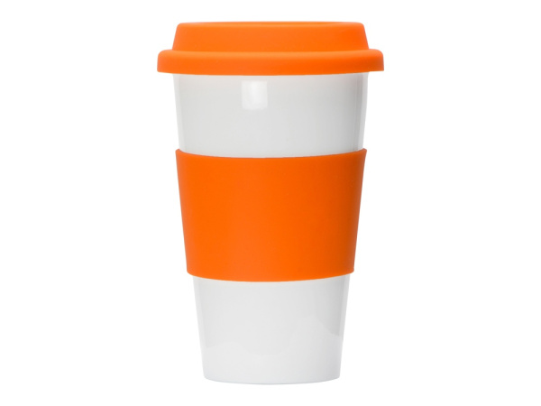 Фарфоровая кружка с двойными стенками «Toronto», Цвет белый/оранжевый