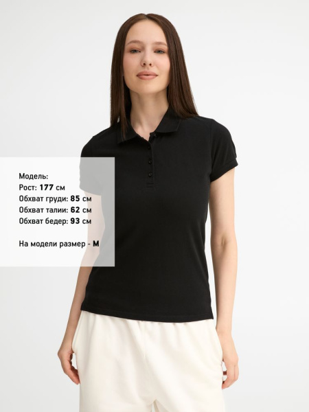Рубашка поло женская People 210, черная, S–XXL
