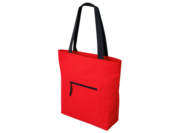 Сумка на молнии Zipper Neo из хлопка 280 г c карманом на молнии спереди, Цвет красный