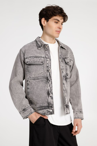 Куртка джинсовая O2, серая, XS–4XL