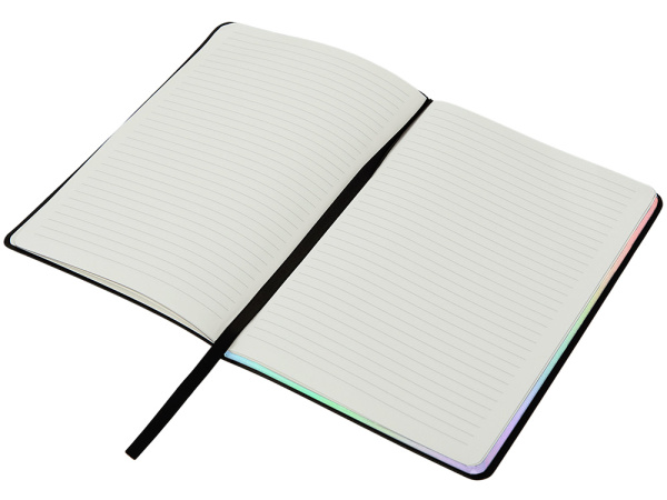 Блокнот А5 в гибкой обложке «Fellini» с голографическим срезом, Цвет черный