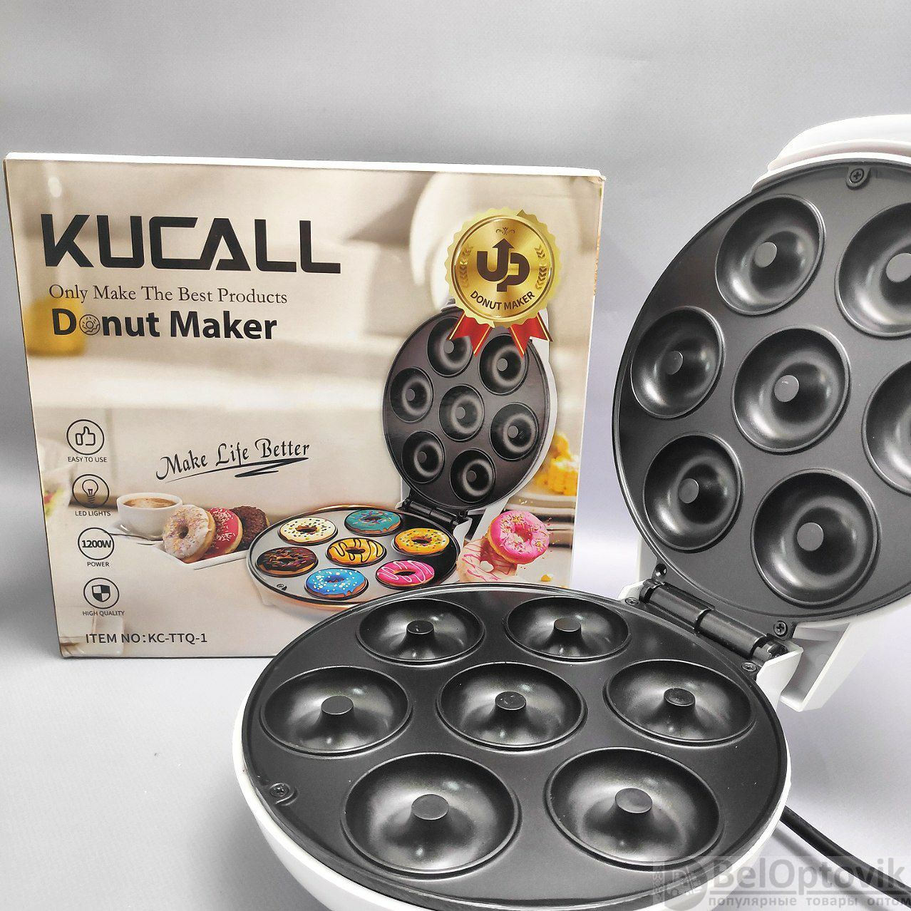 Аппарат для выпечки мини-пончиков Donut Maker KC-TTQ-1 на 7 форм, 1200W  (арт: by-12685) от 985 ₽ рублей оптом в Москве